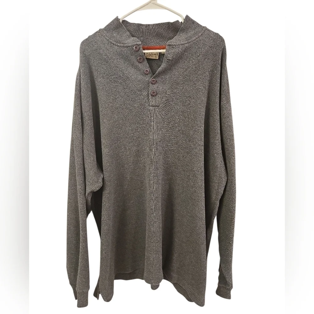 VTG L.L.BEAN MEN'S HENLEY MOCK NECK PULLOVER LONG SLEEVE THERMAL. SIZE XXL-TALL.